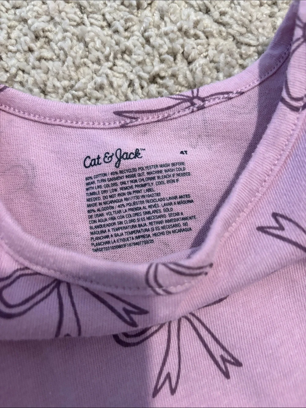Cat & Jack Pink Heart Dress and Lavender Bow Dress Set